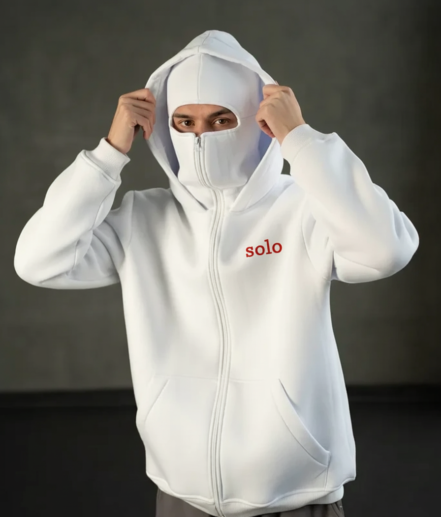 ⚪ SOLO Phantom – Gilet à Cagoule Blanc Oversize