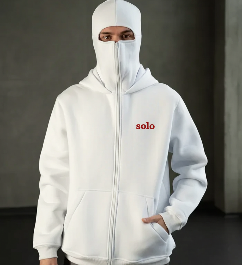⚪ SOLO Phantom – Gilet à Cagoule Blanc Oversize