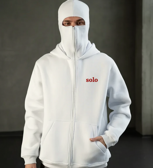 ⚪ SOLO Phantom – Gilet à Cagoule Blanc Oversize