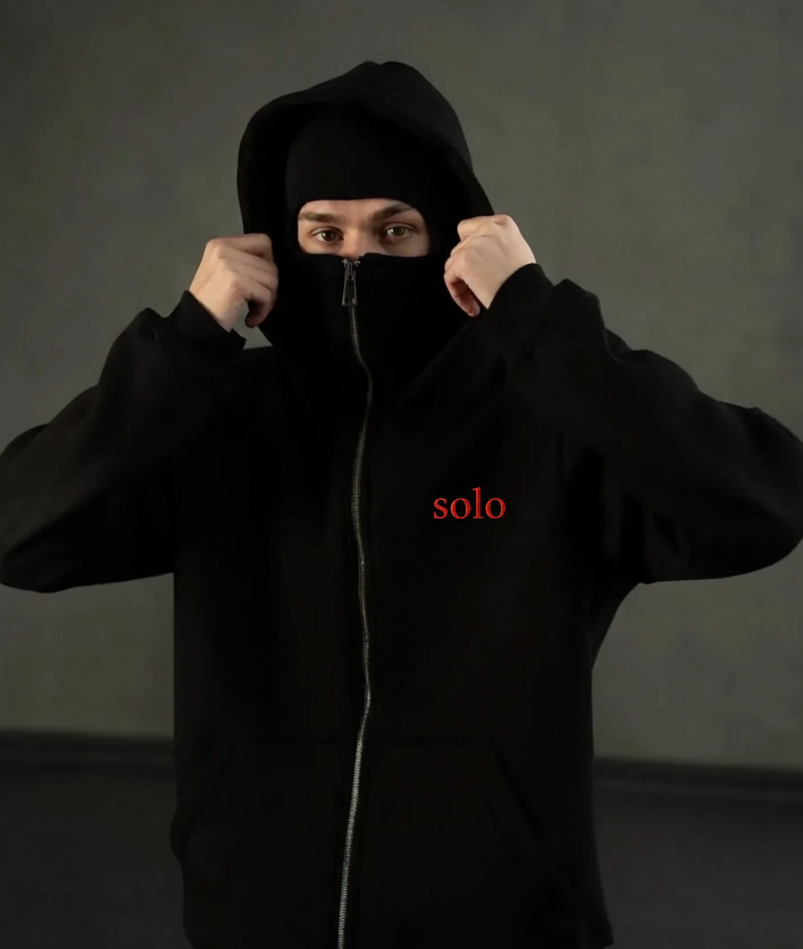 🖤 SOLO Shadow – Gilet à Cagoule Noir Oversize